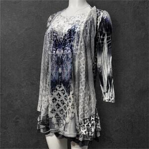Kamana Women's Long Sleeve Patterned Tunic Dress Size L